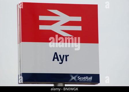 Scotrail signe à la gare d'Ayr Ayrshire du Sud Banque D'Images