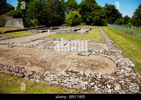 Vestiges romains d'un Romano-Celtic Temple dans la ville de Caerwent, South Wales, UK Banque D'Images