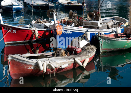 Bateaux dans le port de Camogli, Riviera di Levante, Italie Banque D'Images