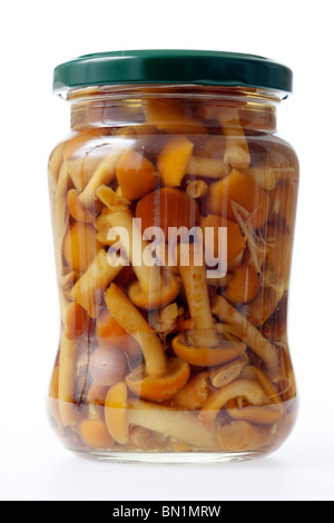 L'alimentation, prêt à manger, dans les verres, de l'embouteillage, JAR JAR JAR, fruits en conserve, bocal. Chanterelles. Banque D'Images