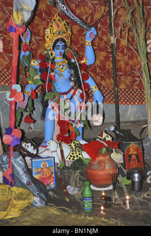 Kaali Maa idol à Kali Puja dans Bankuda district, West Bengal Banque D'Images