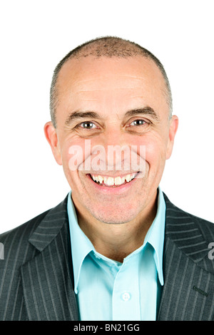 Portrait of smiling businessman isolé sur fond blanc Banque D'Images