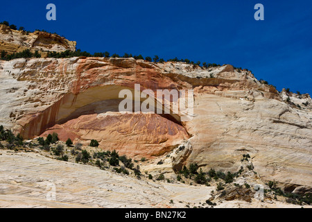 Taillé dans un passage aveugle Slick Rock Formation près de l'entrée est du parc national de Zion, Utah Banque D'Images