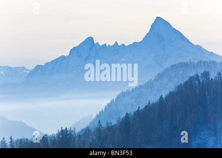 Avis de Watzmann, Alpes de Berchtesgaden, Berchtesgadener Land, Allemagne, elevated view Banque D'Images