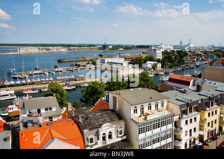 Vue sur le port de Rostock, Rostock, Allemagne, bird's eye view Banque D'Images