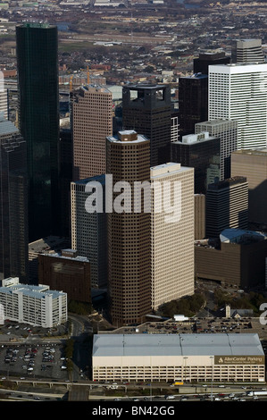 Vue aérienne au-dessus du quartier financier du centre-ville de Houston au Texas Allen Banque D'Images