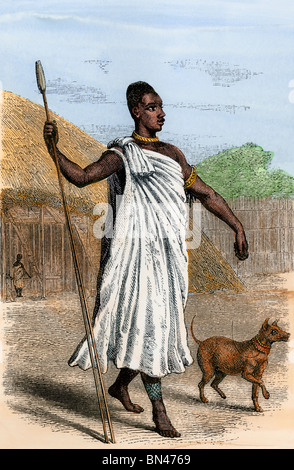 Mutesa I, Roi de l'Ouganda, comme décrit par John Henning Speke. À la main, gravure sur bois Banque D'Images