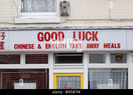 Signe sur un chinois à emporter dans la région de Boston, Lincs, 4-5-2007. Photos par John Robertson. Banque D'Images