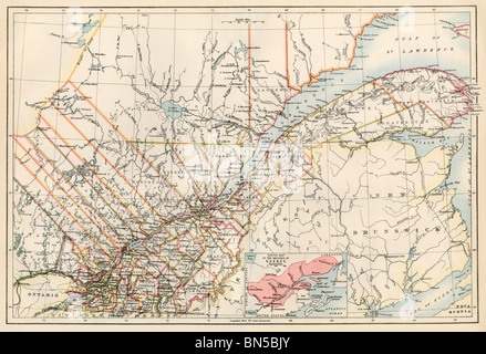 Site de la province du Québec, Canada, 1870. Lithographie couleur Banque D'Images