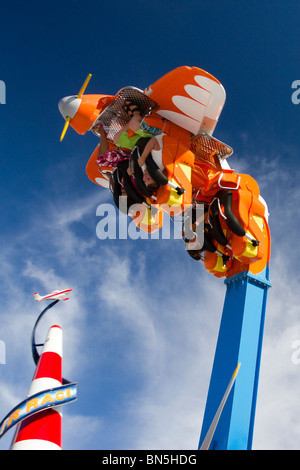 À l'envers sur le Air Race palpitante ride au nouveau Luna Park de Coney Island Banque D'Images