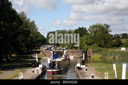 Le Grand Union Canal à Hatton Warwickshire où le célèbre verrou est situé à Banque D'Images