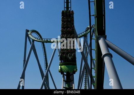 Dans les montagnes russes du parc Universal studios. Banque D'Images