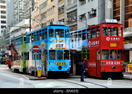 Le tram, l'île de Hong Kong, Chine Banque D'Images