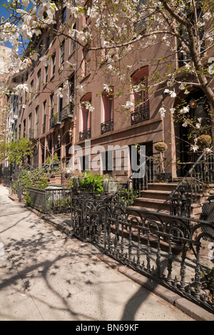 Pierres à sourcils dans le quartier historique de Murray Hill, New York, États-Unis Banque D'Images