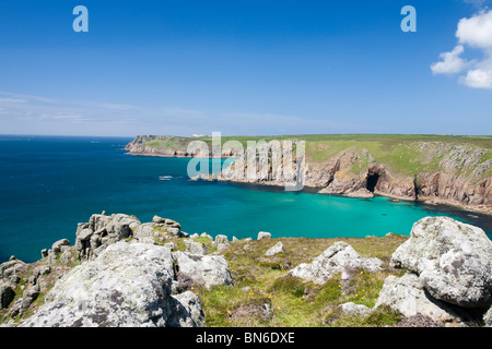 Cornish paysage côtier près de Gwennap Head à vers Lands End, Cornwall, UK. Banque D'Images