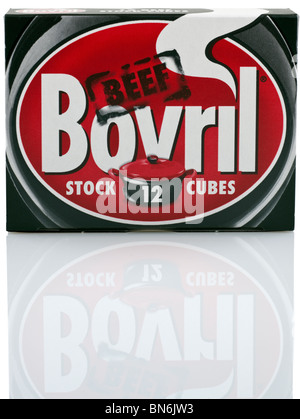 Boîte de 12 cubes de boeuf Bovril Banque D'Images