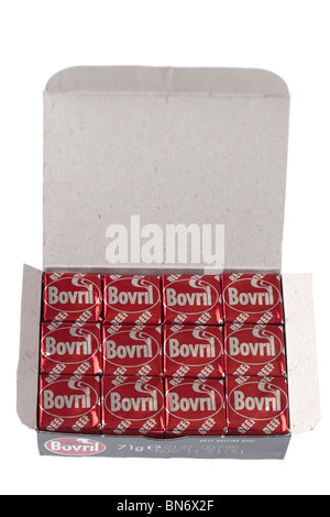 Boîte de 12 cubes de boeuf Bovril Banque D'Images