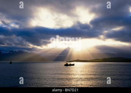 Bateaux près de Tramper & Hog Island Alaska summer scenic Banque D'Images