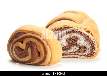 Sweet bun adossés sur fond blanc gros plan Banque D'Images