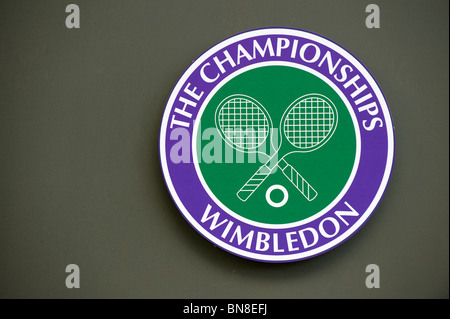 Logo Wimbledon signe au tennis de Wimbledon 2010 Banque D'Images