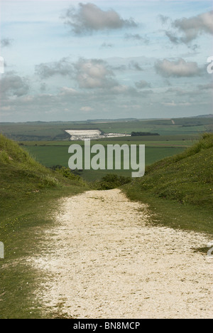 La porte sud-est et du haut des remparts de Cissbury Ring situé dans le parc national des South Downs. Banque D'Images