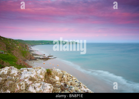 Coucher de soleil sur Rame Head Cornwall Whitsand Bay Banque D'Images