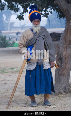 L'Inde Muktsar Sikh Nihang guerrier mounter Banque D'Images