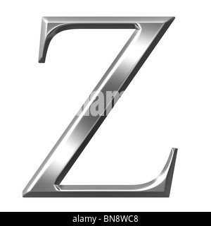 Argent 3d lettre grecque Zeta Banque D'Images