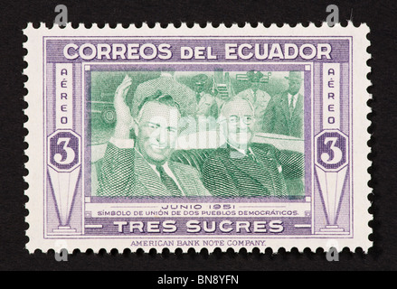 Timbre-poste de Eucado illustrant les anciens présidents Galo Plaza de l'Équateur et Harry S. Truman des États-Unis. Banque D'Images