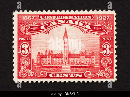 Timbre du Canada représentant l'édifice du Parlement à Ottawa. Banque D'Images
