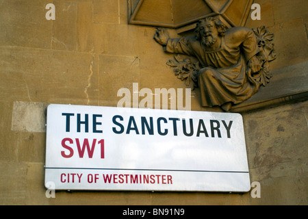 Le sanctuaire Street Sign, Westminster, Londres, Dimanche, Avril 11, 2010. Banque D'Images