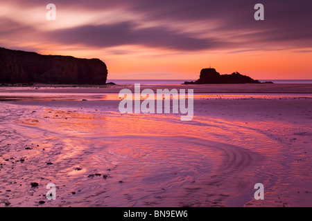 Broad Oak ; coucher du soleil ; Cornwall Banque D'Images