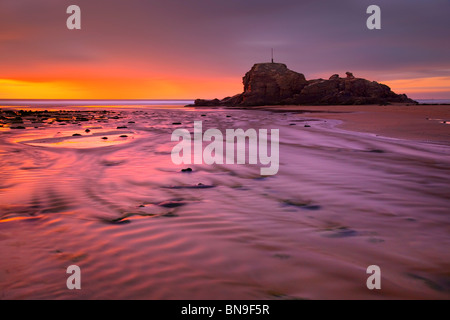 Broad Oak ; coucher du soleil ; Cornwall Banque D'Images