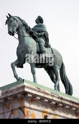 Statue équestre du roi Frédéric V de Danemark, Palais Amelienborg, Copenhague. Banque D'Images