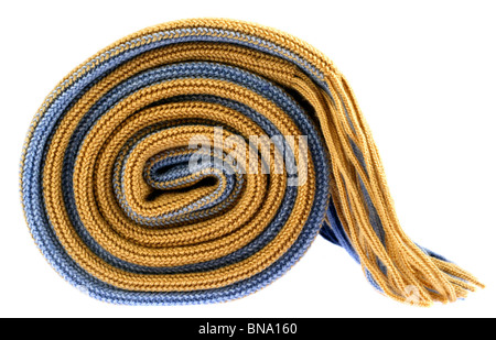Striped scarf laminées avec fringe isolated on white Banque D'Images