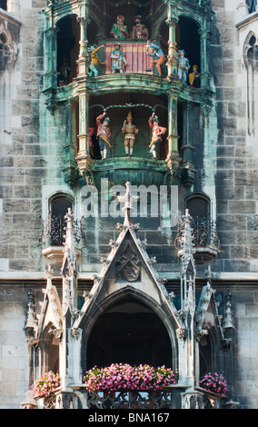 Nouvel hôtel de ville closeup détail, Marienplatz, Munich Banque D'Images