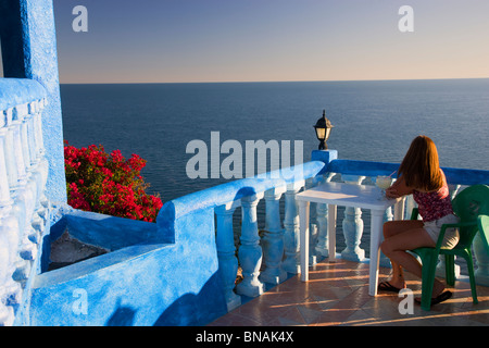 Restaurant avec vue sur la mer de Cortez, Rocky Point, au Mexique. Banque D'Images