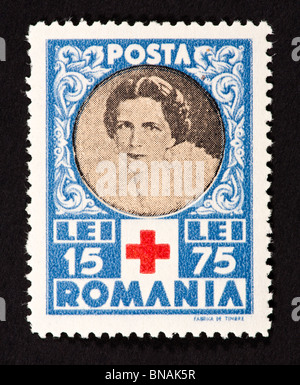 Semi-postal stamp de Roumanie illustrant la Reine Mère Helen. Banque D'Images