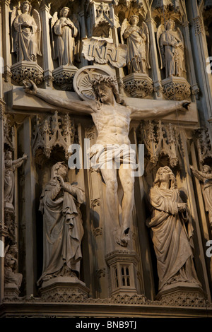 La figure du Christ dans l'abbaye de St Alban, Hertfordshire, Angleterre Banque D'Images