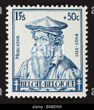 Timbre-poste de Belgique représentant Gerardus Mercator. Banque D'Images