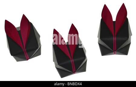 Origami coloré des lapins. Banque D'Images