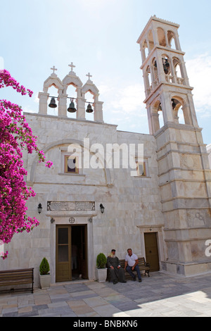 Église du monastère à Ano Mera, l'île de Mykonos, Cyclades, Mer Égée, Grèce Banque D'Images
