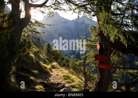 Paysage des alpes en Slovénie - rétro-éclairage - Alpes Juliennes Banque D'Images