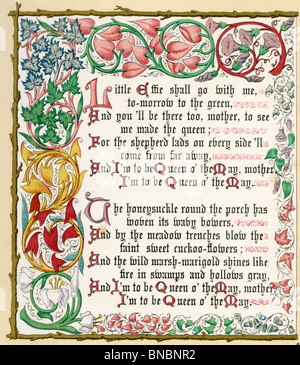 Tennyson's peut imprimeur -bordure décorative Dessins Banque D'Images