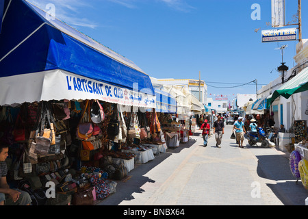 Magasins du centre de Midoun, Djerba, Tunisie Banque D'Images