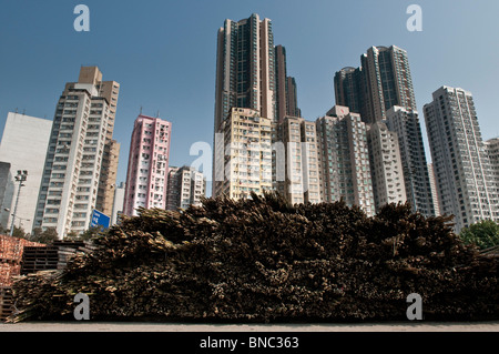 Hong Kong,au port et jetée à l'Ouest sur l'Ile de Hong Kong, Kennedy Town Banque D'Images