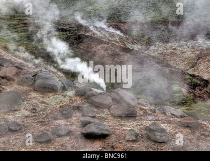 La vapeur géothermique hot springs, Côte Sud, Islande Banque D'Images