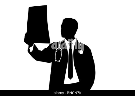 La silhouette d'un médecin examinant CT scan Banque D'Images
