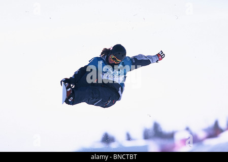 Kelly Clark (USA) médaille d'or dans la demi-lune aux Jeux Olympiques d'hiver de 2002, Salt Lake City, Utah, USA Banque D'Images