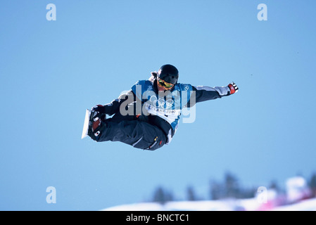 Kelly Clark (USA) médaille d'or dans la demi-lune aux Jeux Olympiques d'hiver de 2002, Salt Lake City, Utah, USA Banque D'Images